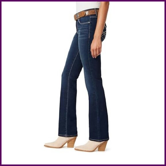 Bootcut Mid-Rise Stretch Jeans with Belt - Sizes 0-24 - Picture 4 of 8